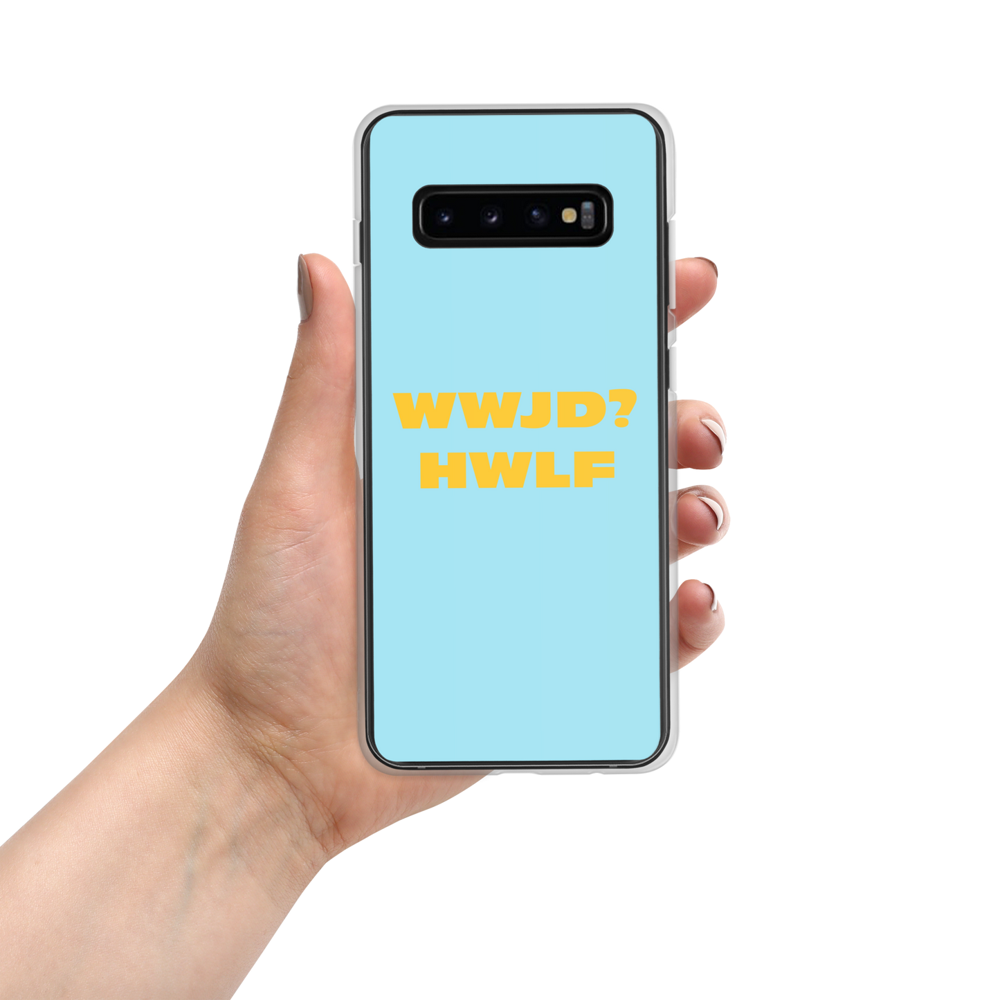 Samsung® Cases – WWJD? HWLF (blue/gold; available for most models)