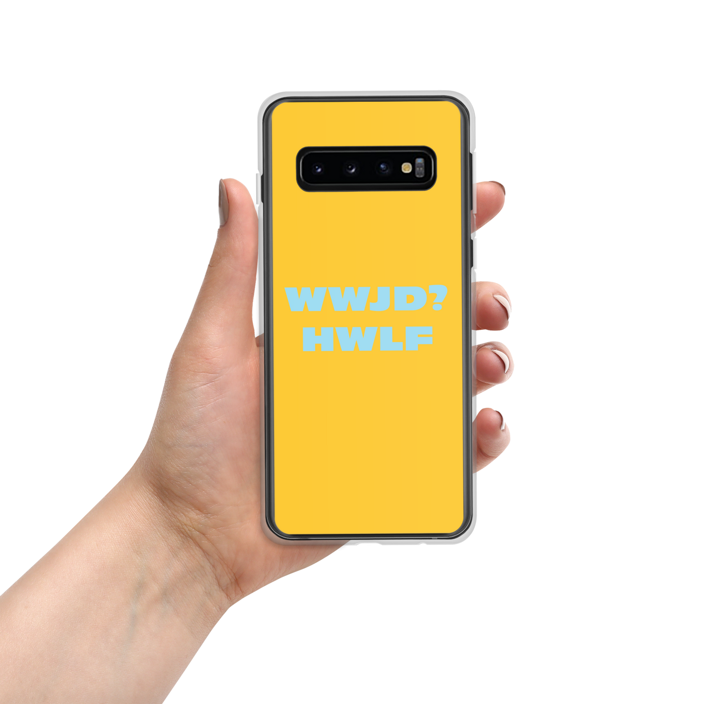 Samsung® Cases – WWJD? HWLF (gold/blue; available for most models)