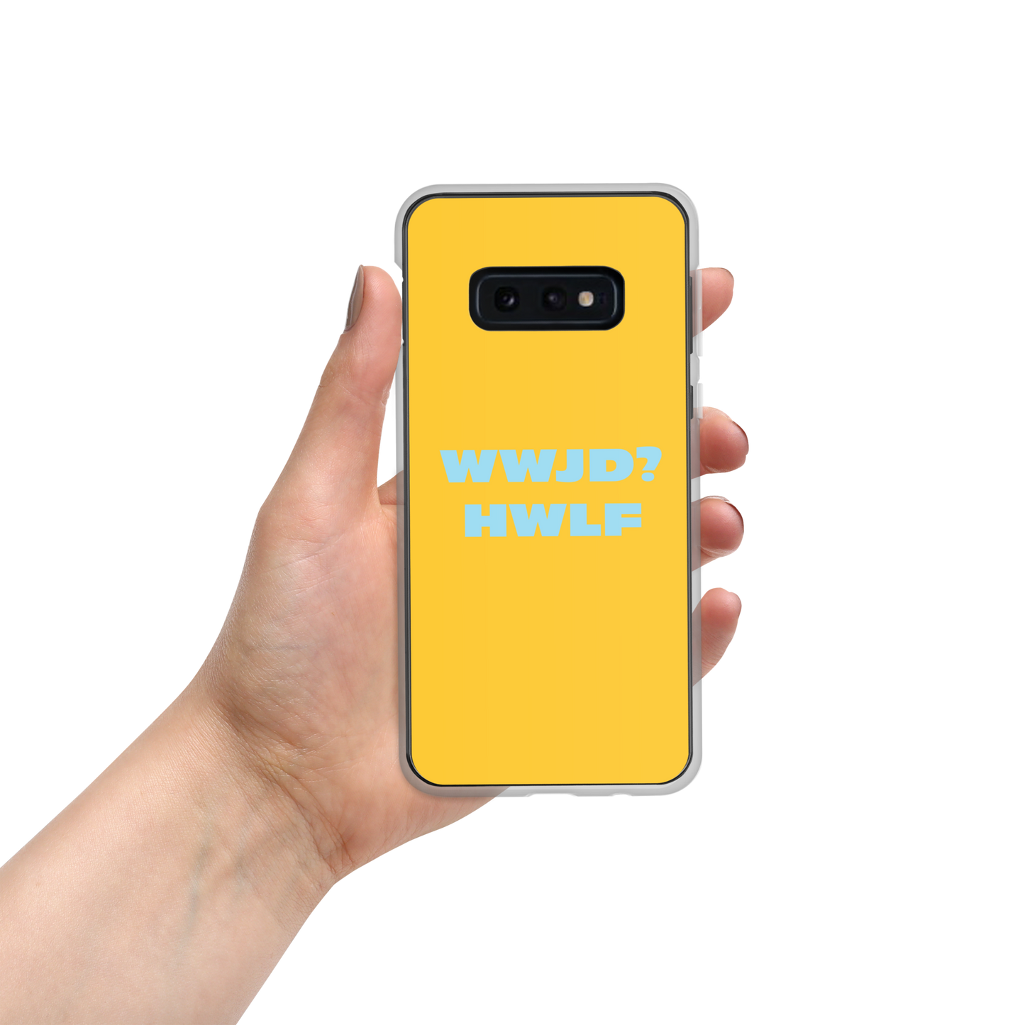 Samsung® Cases – WWJD? HWLF (gold/blue; available for most models)