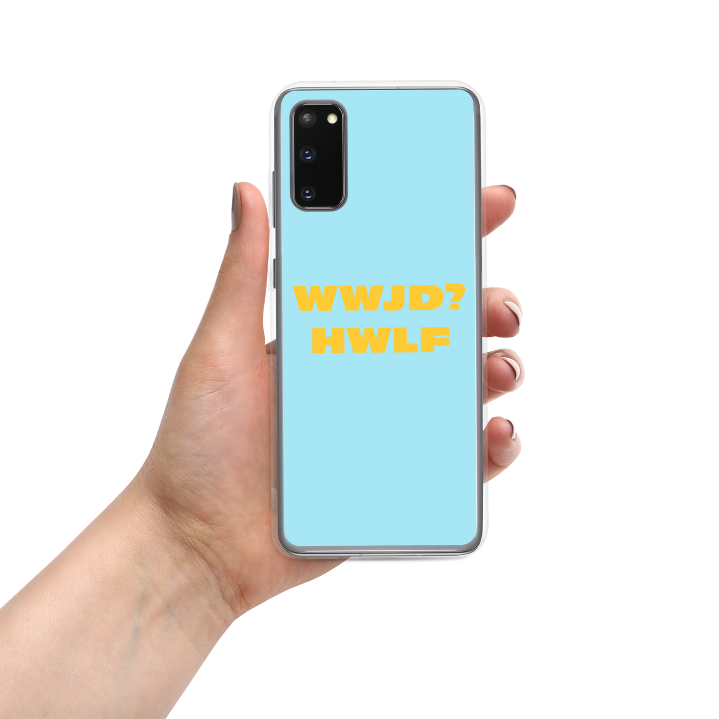 Samsung® Cases – WWJD? HWLF (blue/gold; available for most models)