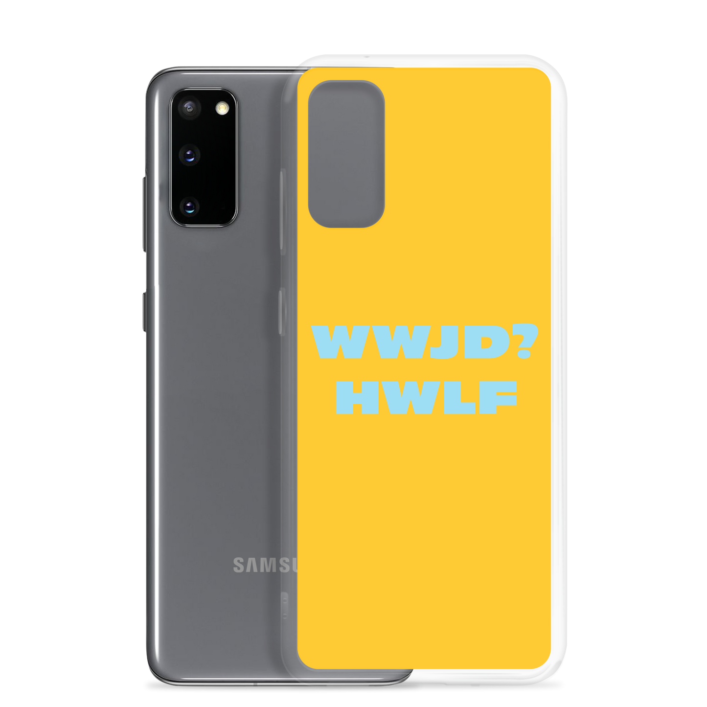 Samsung® Cases – WWJD? HWLF (gold/blue; available for most models)