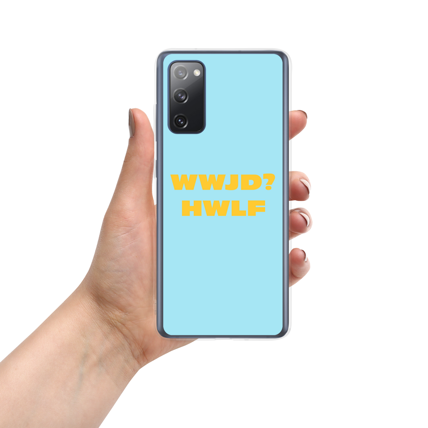 Samsung® Cases – WWJD? HWLF (blue/gold; available for most models)