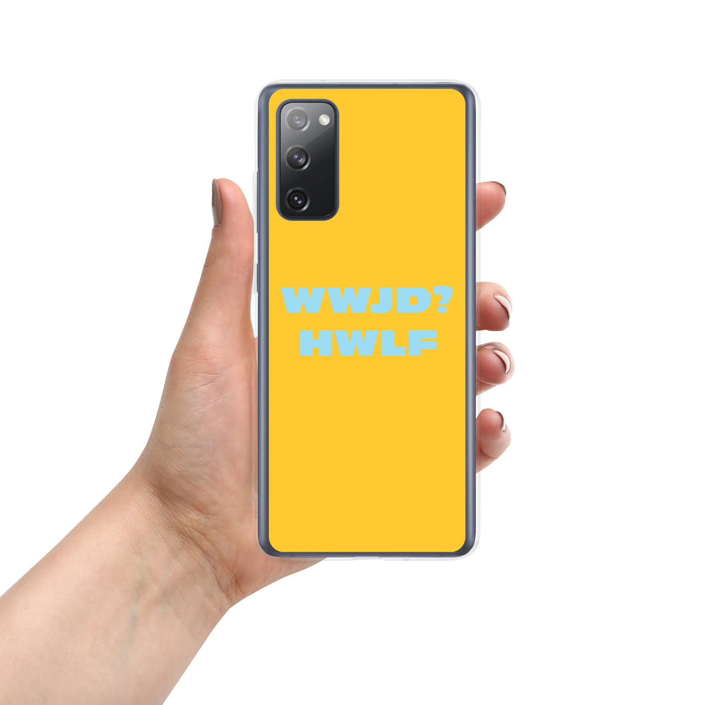 Samsung® Cases – WWJD? HWLF (gold/blue; available for most models)