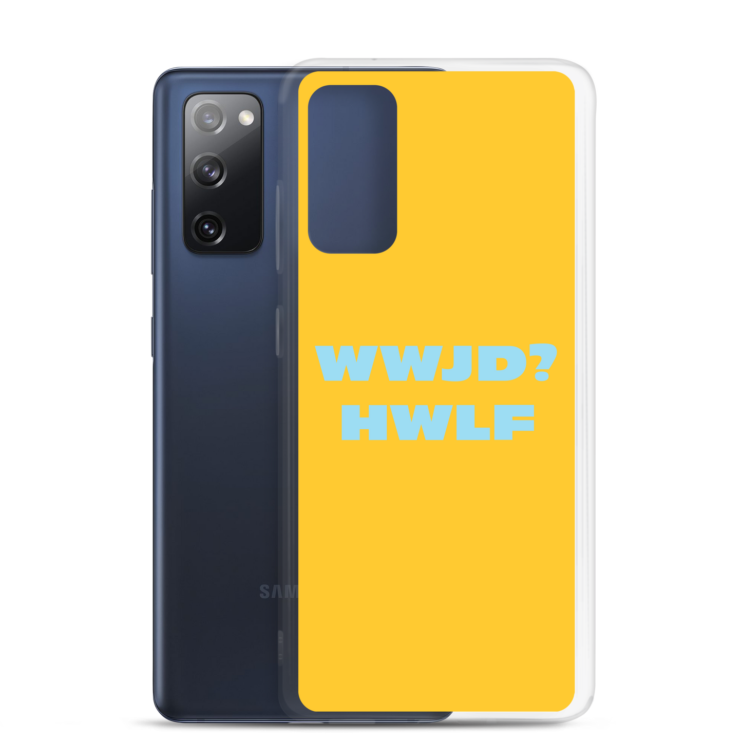 Samsung® Cases – WWJD? HWLF (gold/blue; available for most models)