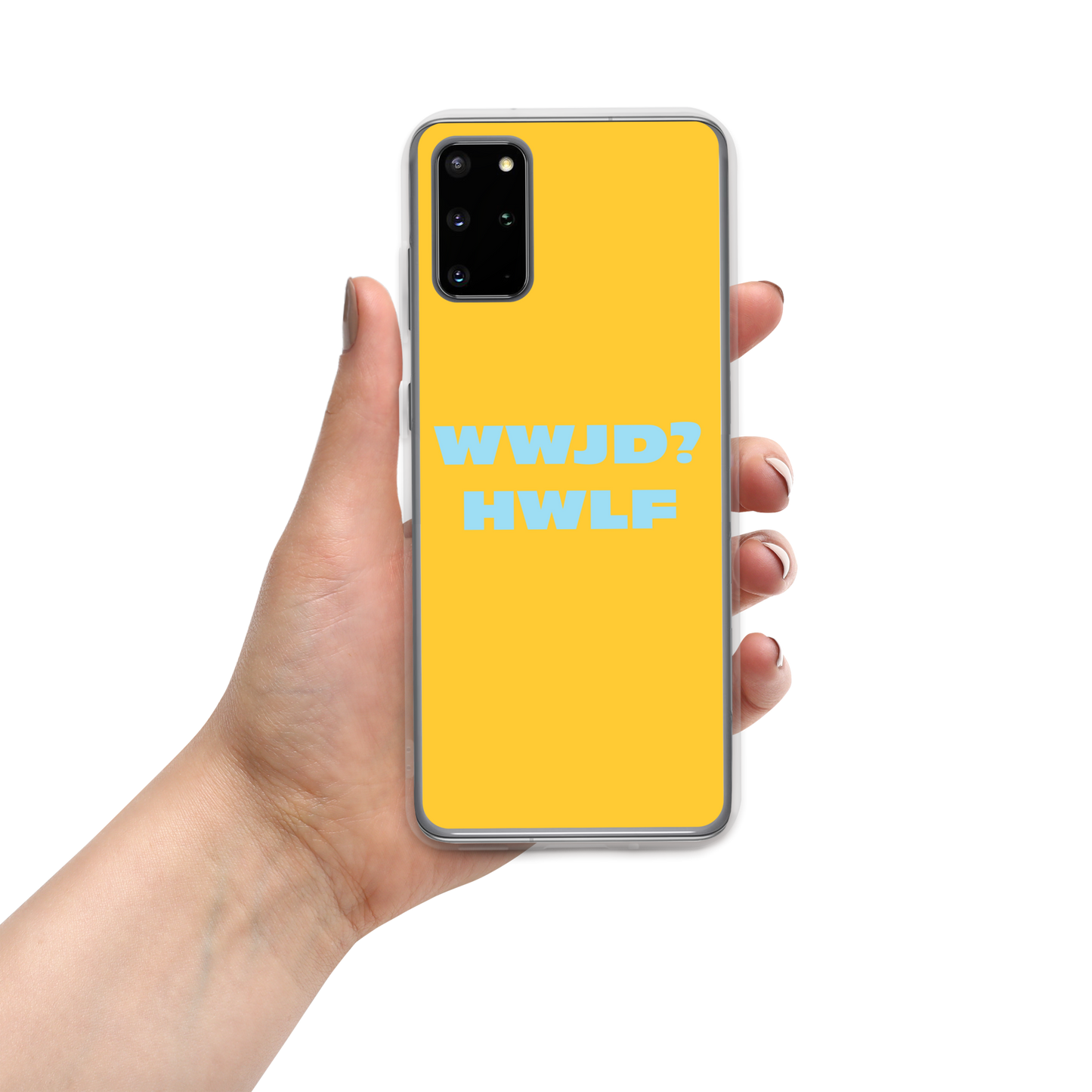 Samsung® Cases – WWJD? HWLF (gold/blue; available for most models)