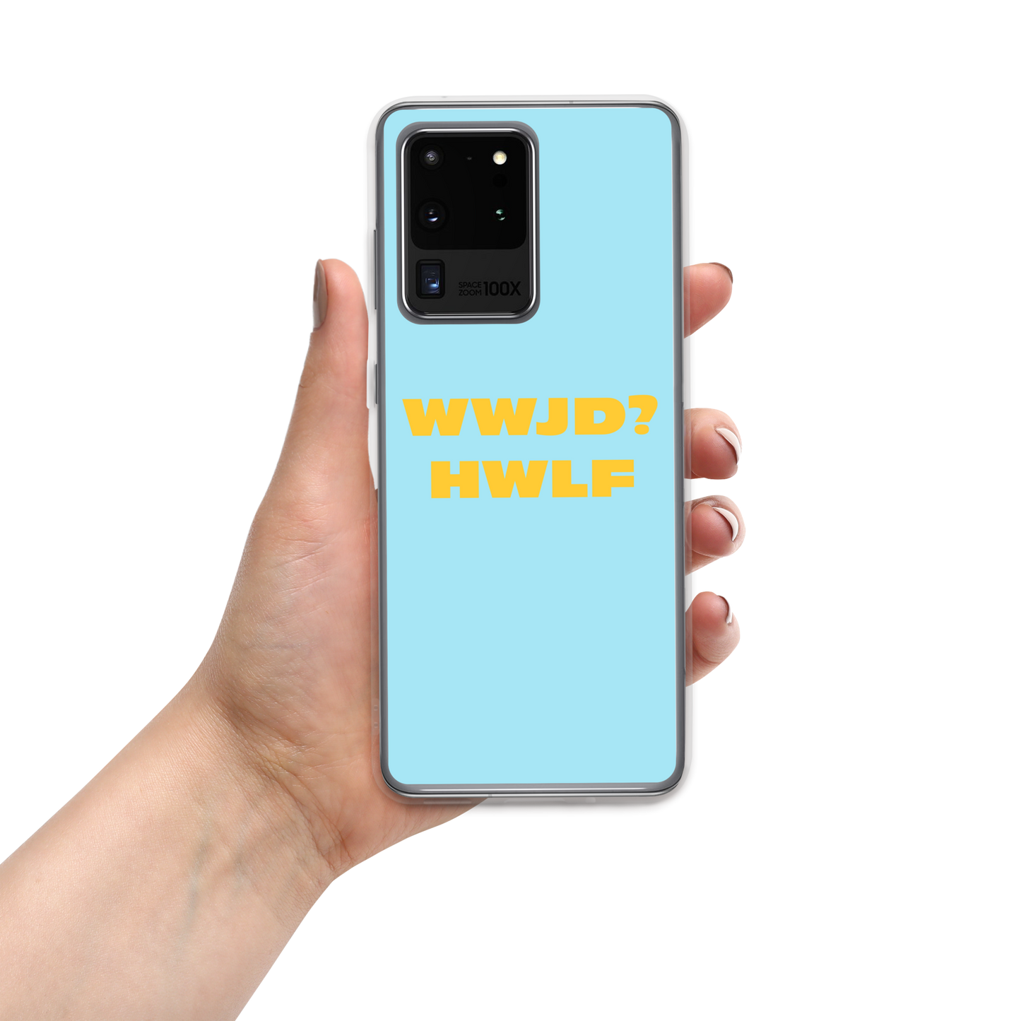 Samsung® Cases – WWJD? HWLF (blue/gold; available for most models)