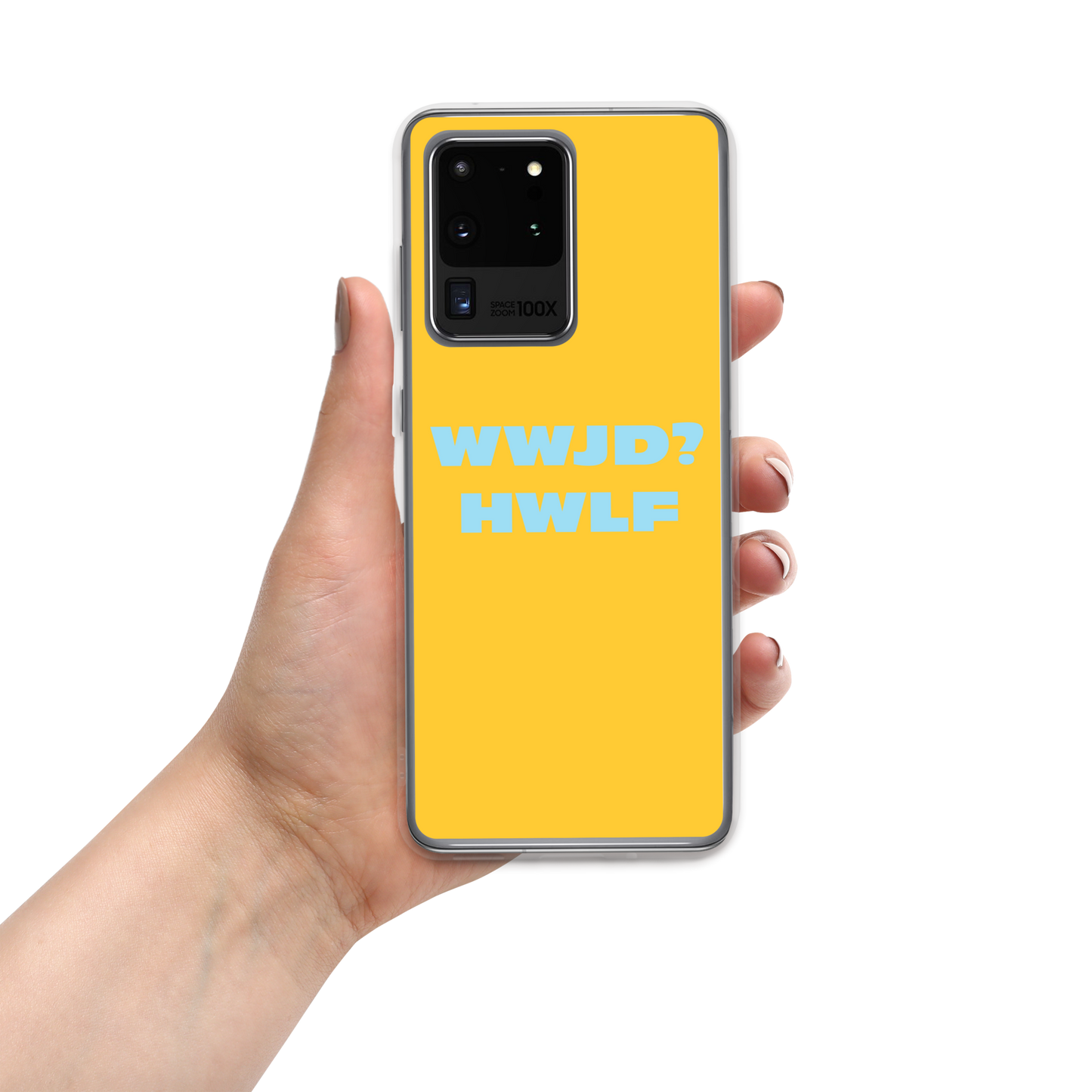 Samsung® Cases – WWJD? HWLF (gold/blue; available for most models)