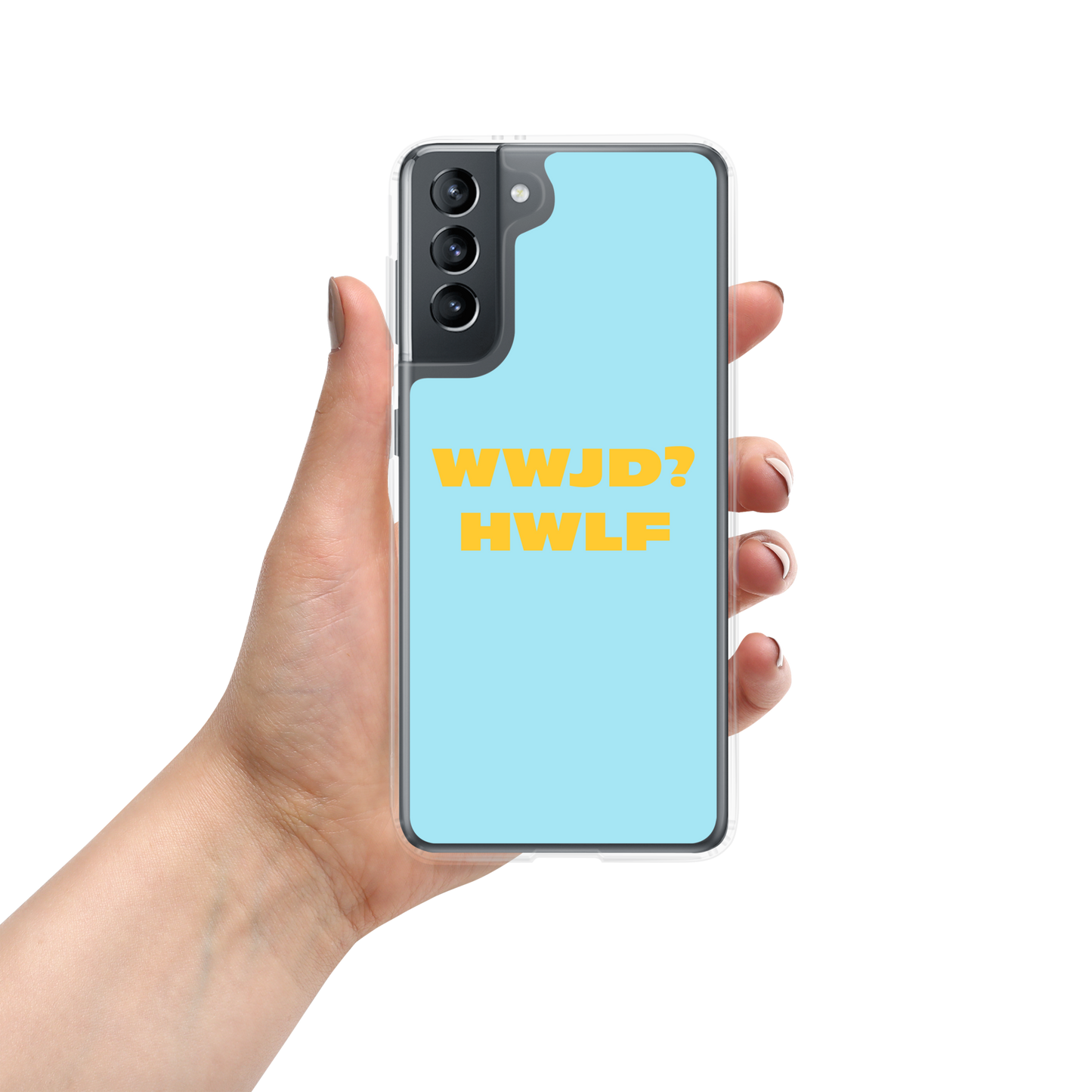 Samsung® Cases – WWJD? HWLF (blue/gold; available for most models)