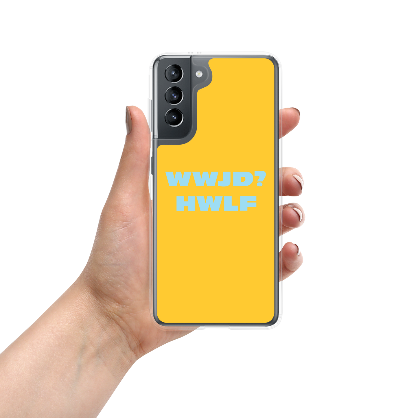 Samsung® Cases – WWJD? HWLF (gold/blue; available for most models)