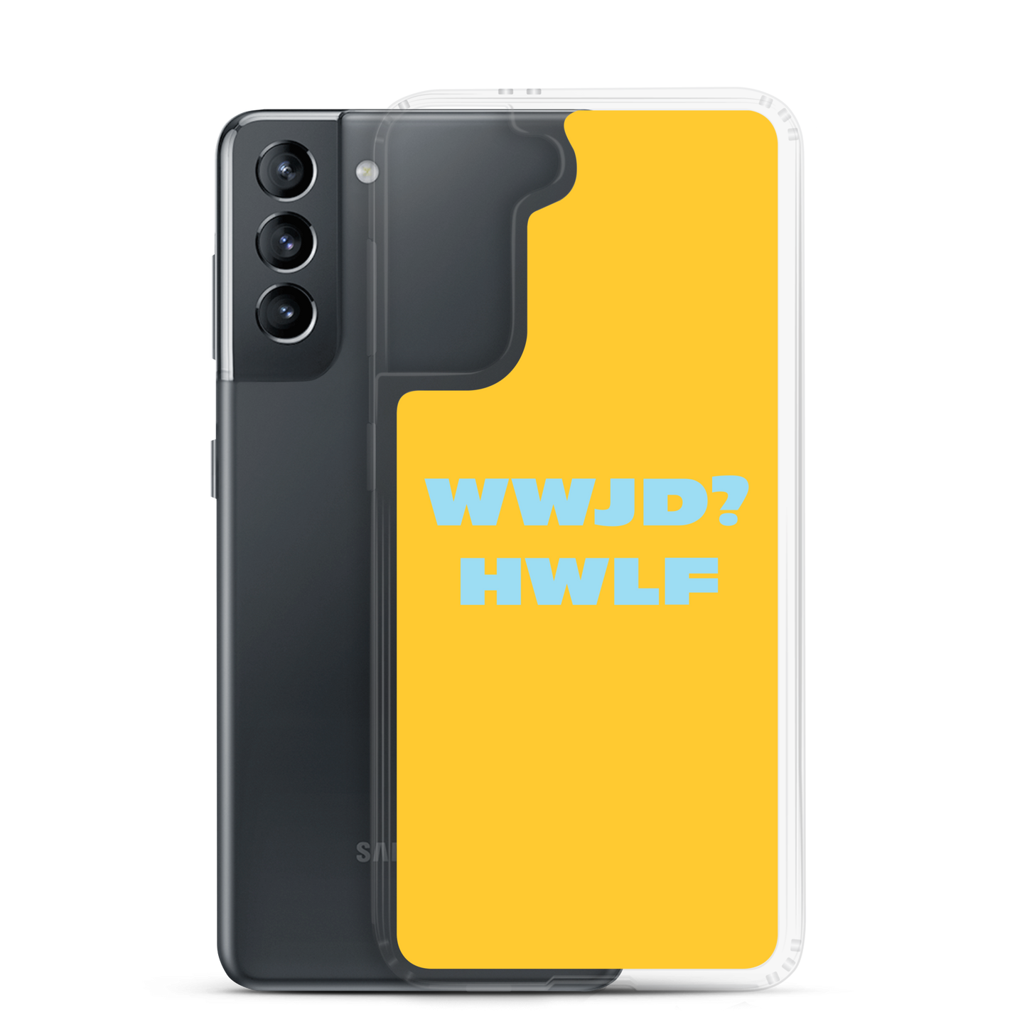 Samsung® Cases – WWJD? HWLF (gold/blue; available for most models)