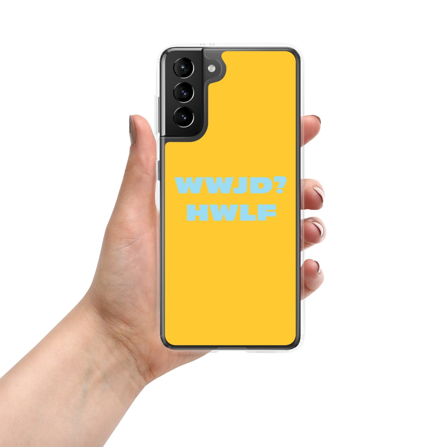 Samsung® Cases – WWJD? HWLF (gold/blue; available for most models)