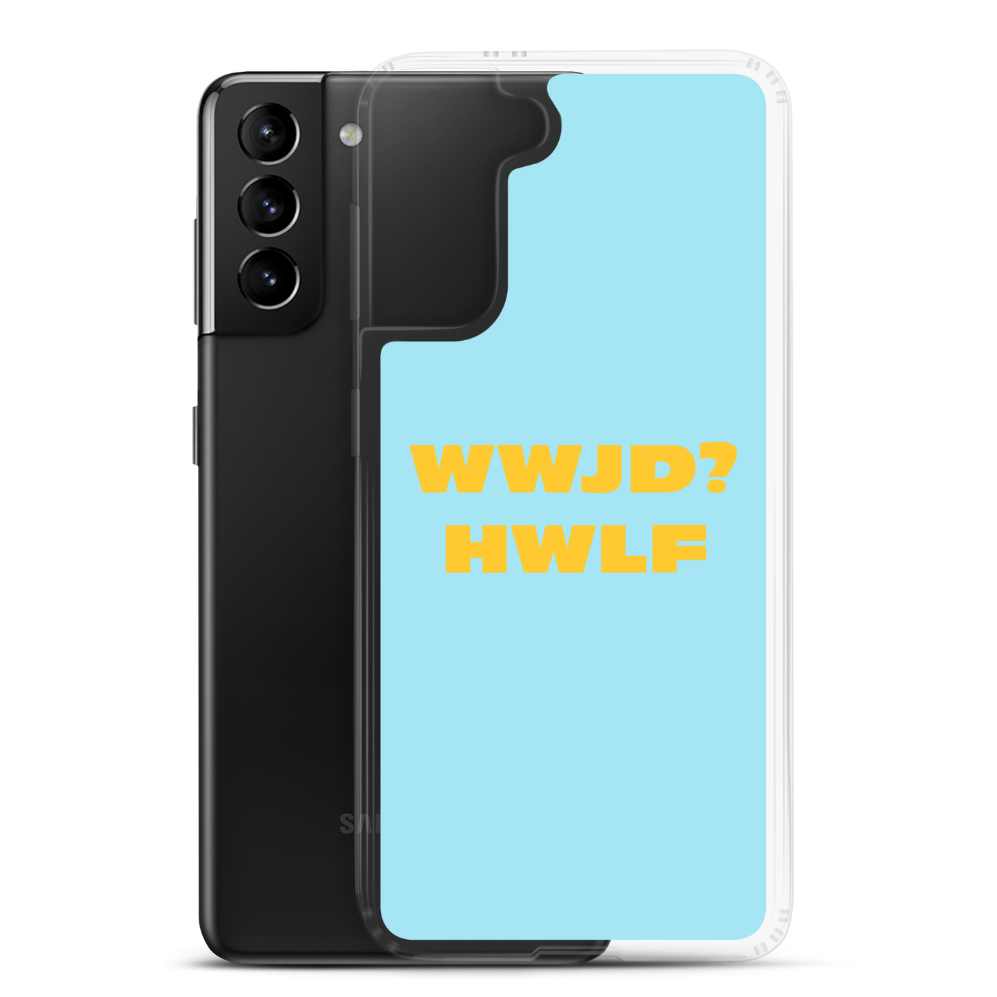 Samsung® Cases – WWJD? HWLF (blue/gold; available for most models)