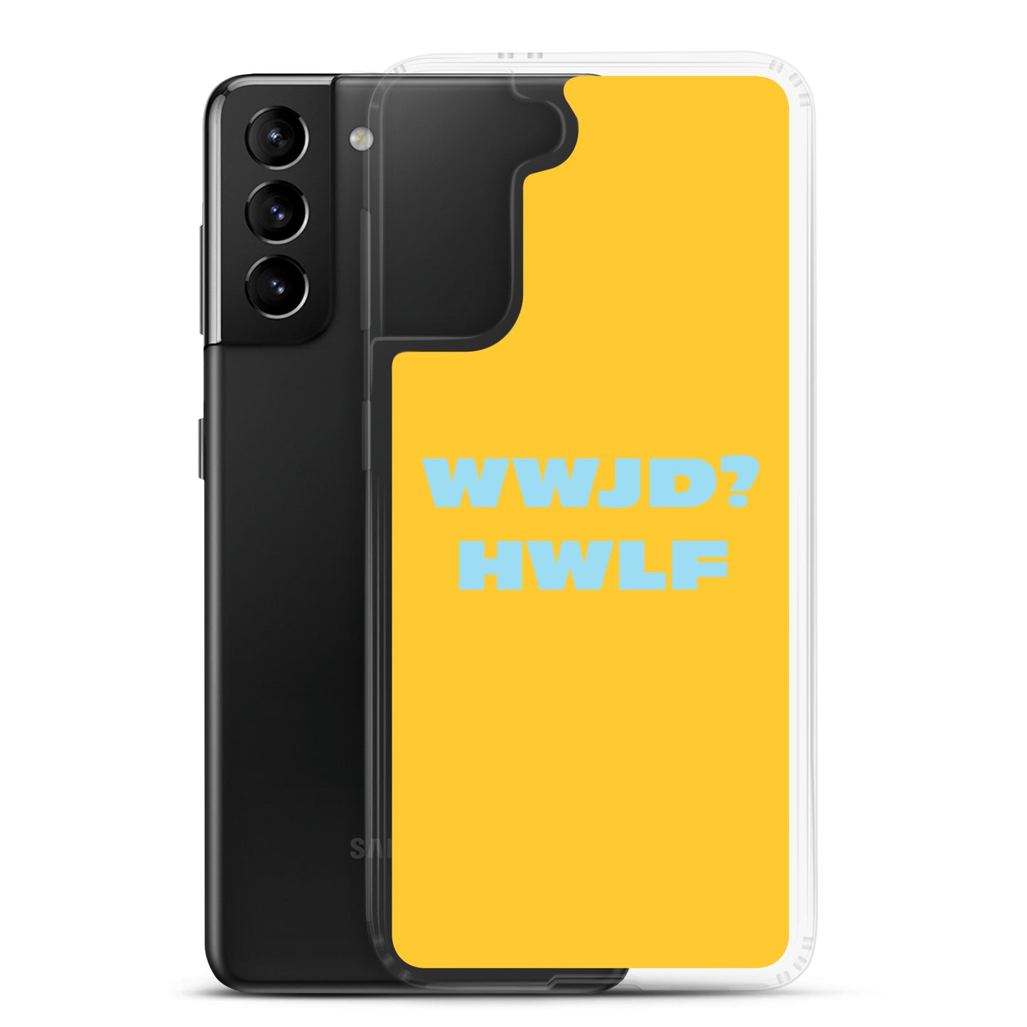 Samsung® Cases – WWJD? HWLF (gold/blue; available for most models)