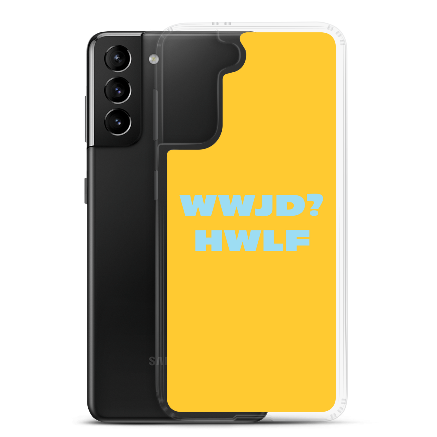 Samsung® Cases – WWJD? HWLF (gold/blue; available for most models)