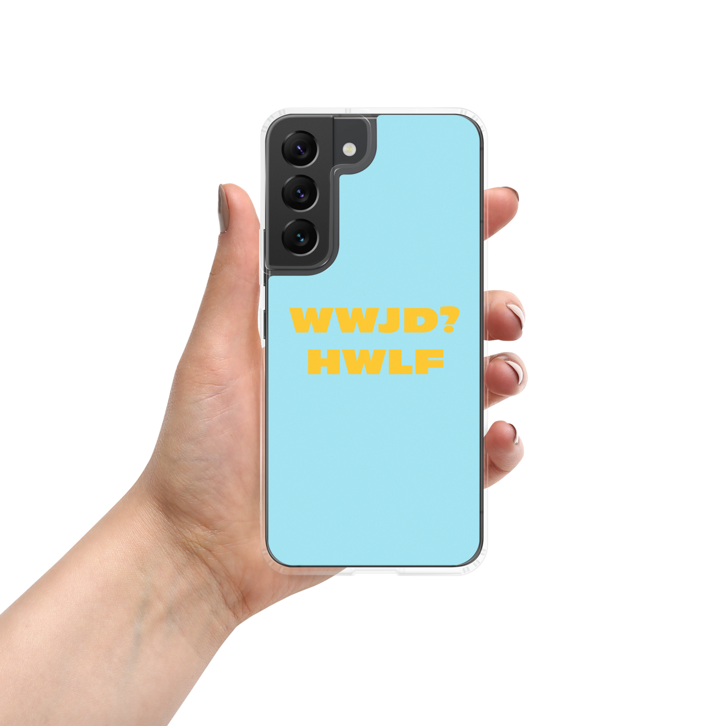 Samsung® Cases – WWJD? HWLF (blue/gold; available for most models)