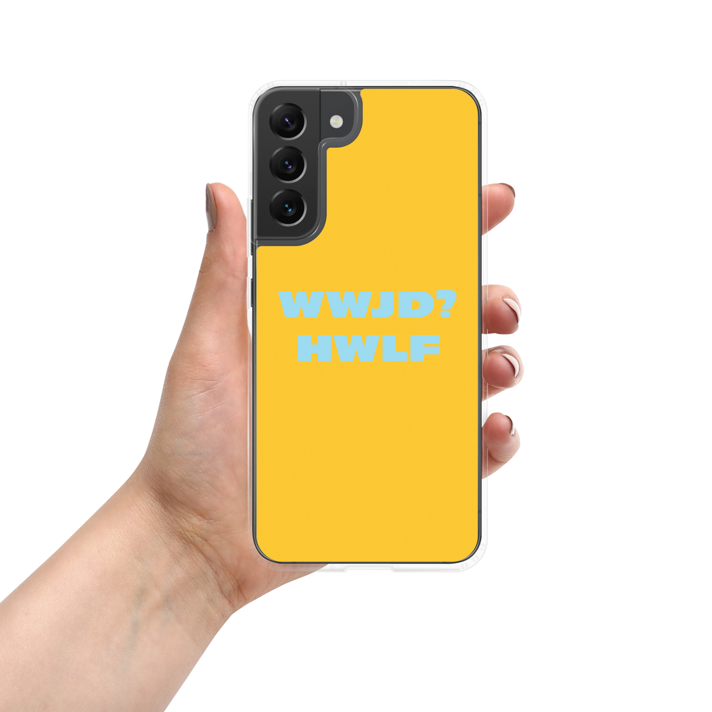 Samsung® Cases – WWJD? HWLF (gold/blue; available for most models)