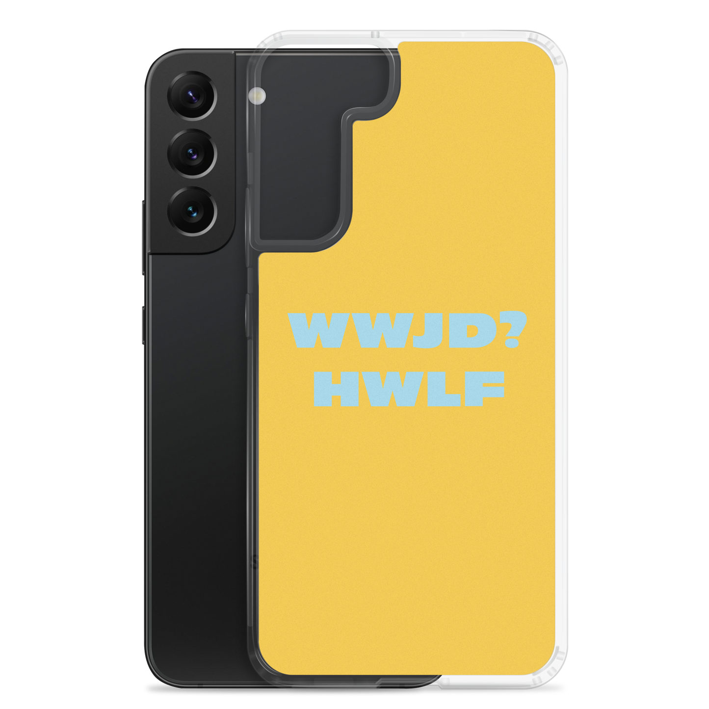 Samsung® Cases – WWJD? HWLF (gold/blue; available for most models)