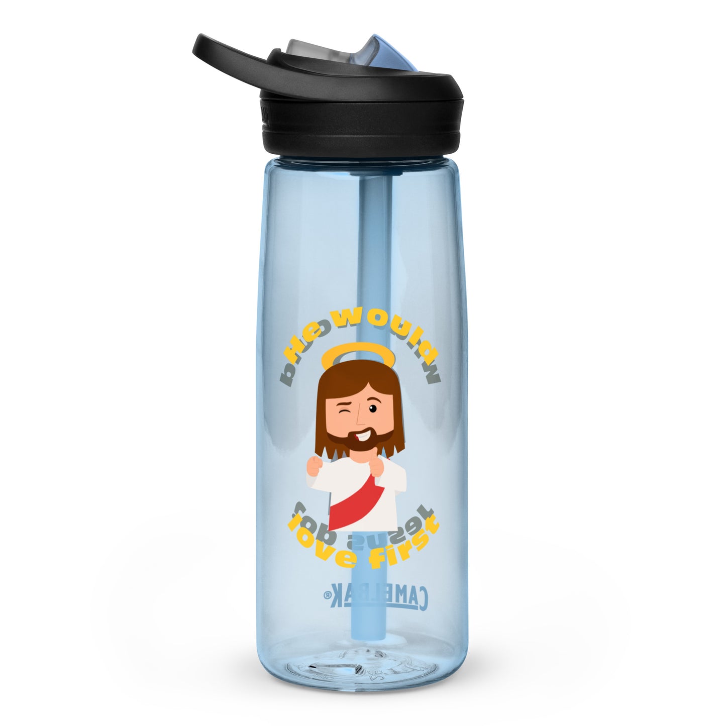 Sports Water Bottle – What would Jesus do? He would love first (25oz; four colors)