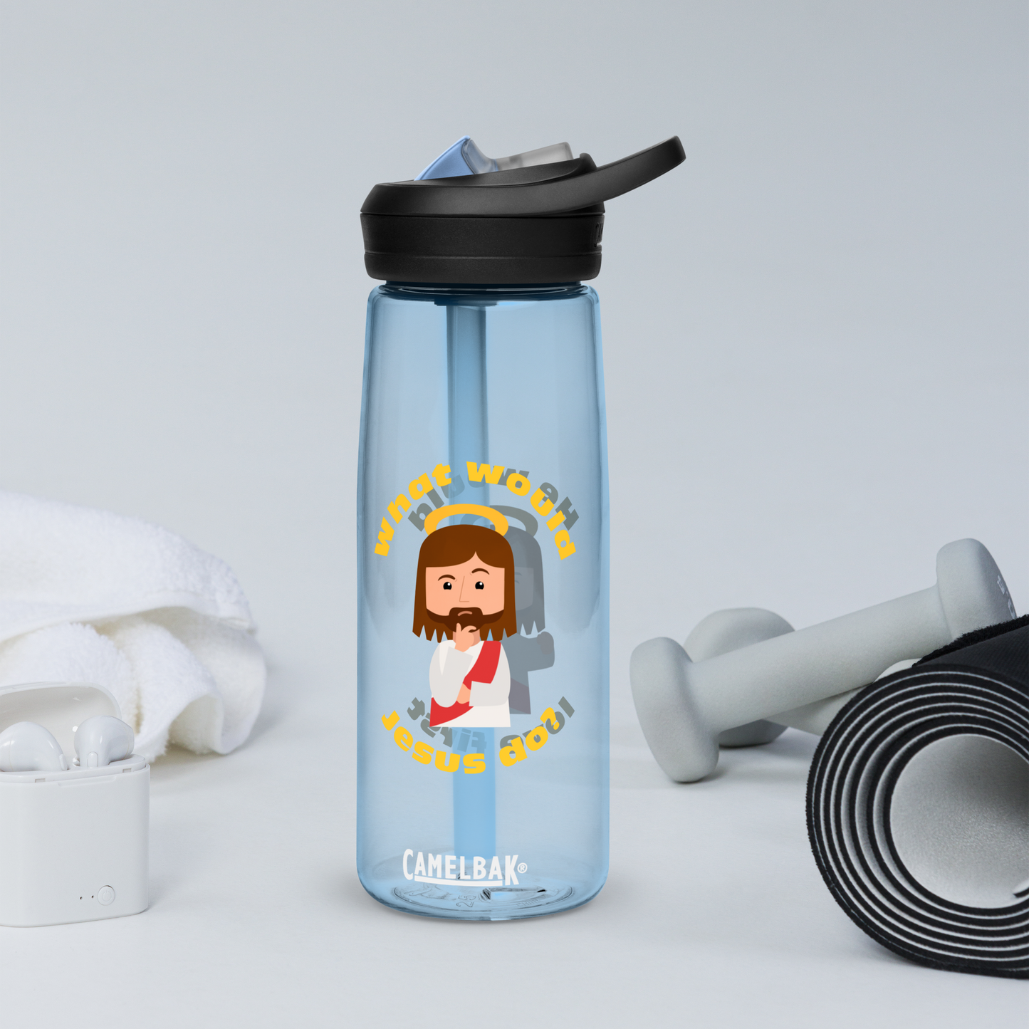 Sports Water Bottle – What would Jesus do? He would love first (25oz; four colors)