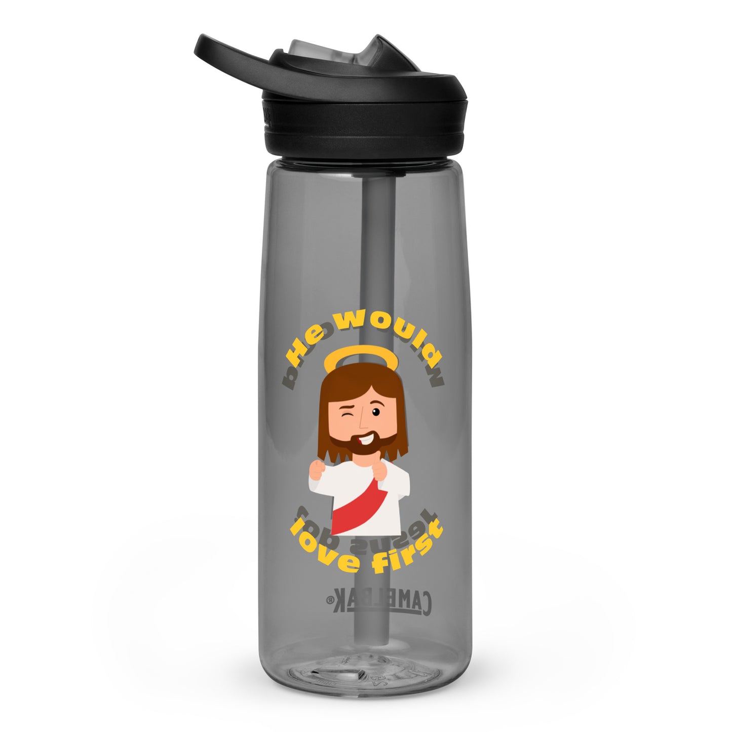 Sports Water Bottle – What would Jesus do? He would love first (25oz; four colors)