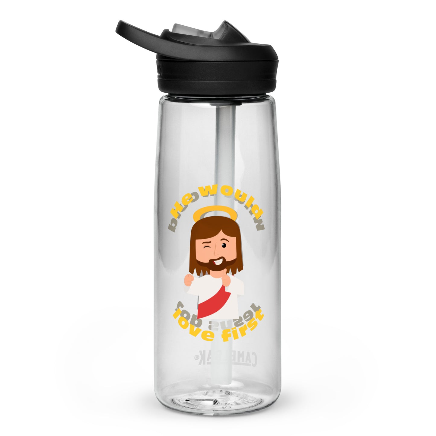 Sports Water Bottle – What would Jesus do? He would love first (25oz; four colors)