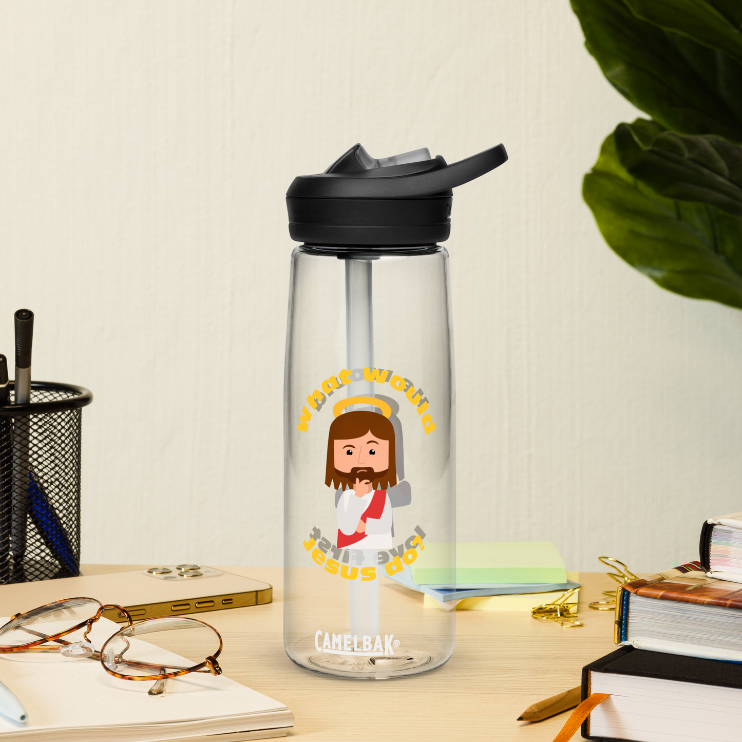 Sports Water Bottle – What would Jesus do? He would love first (25oz; four colors)