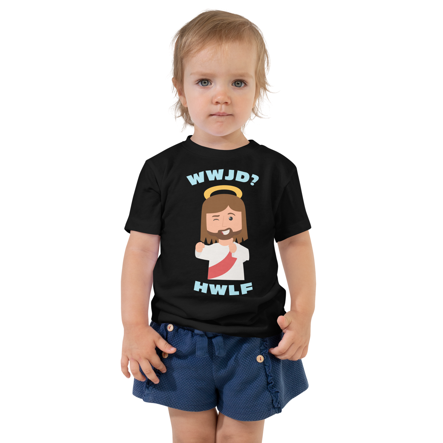 Toddler Short Sleeve T-Shirt – WWJD? HWLF (four colors)