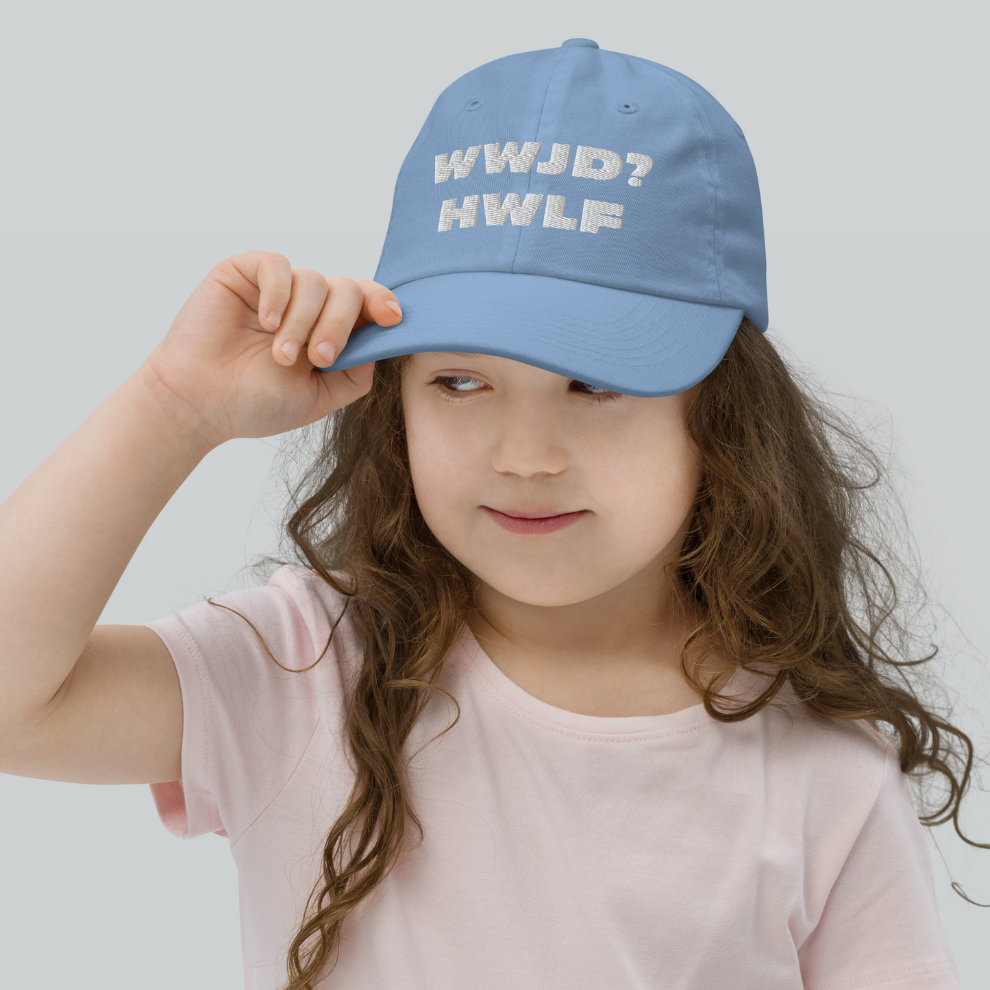 Youth Baseball Cap – WWJD? HWLF (nine colors)