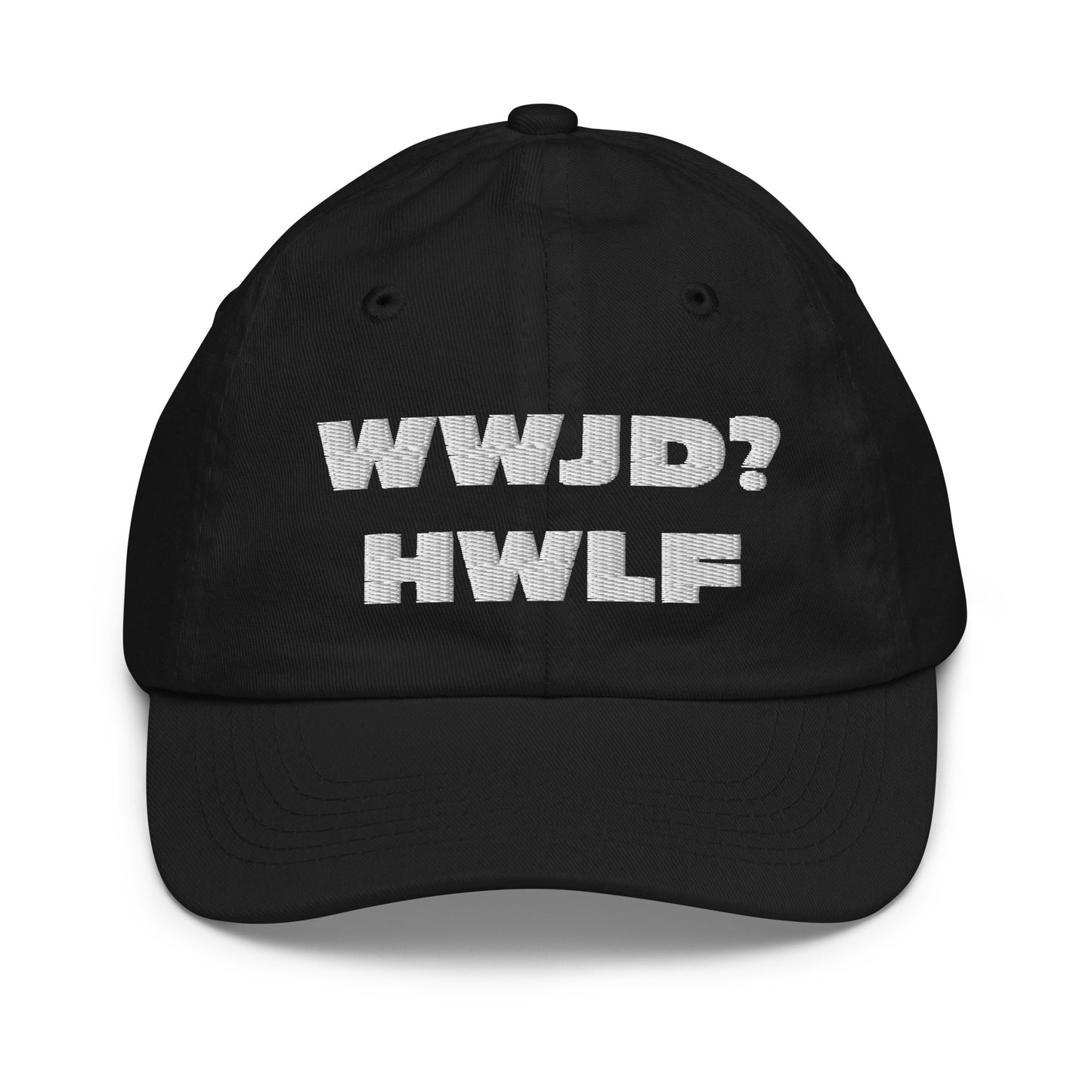 Youth Baseball Cap – WWJD? HWLF (nine colors)