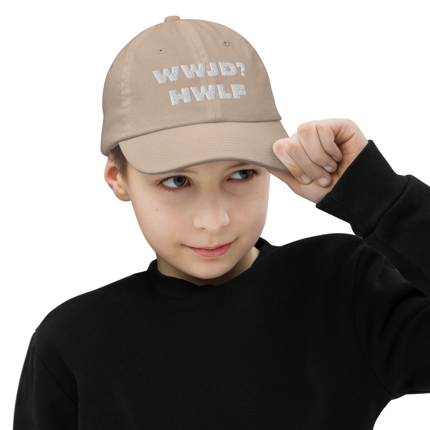 Youth Baseball Cap – WWJD? HWLF (nine colors)