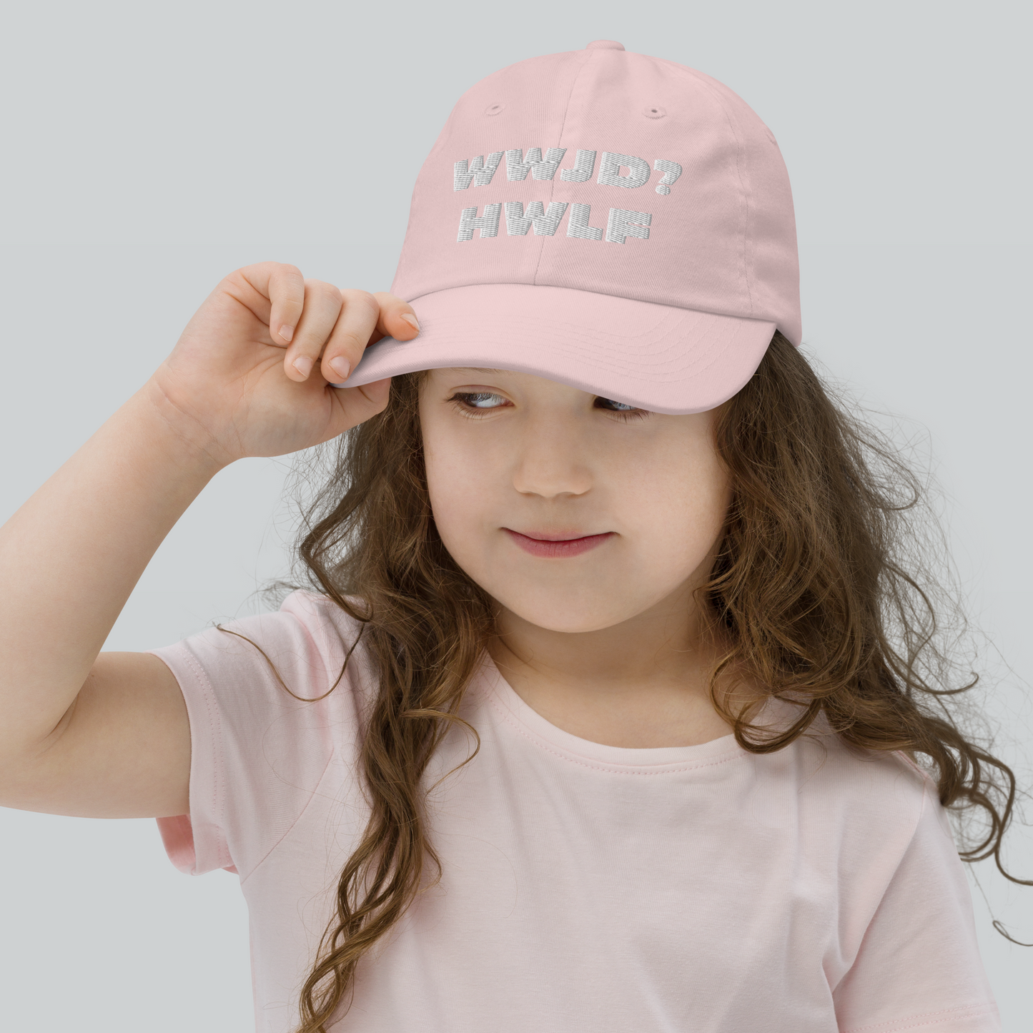 Youth Baseball Cap – WWJD? HWLF (nine colors)