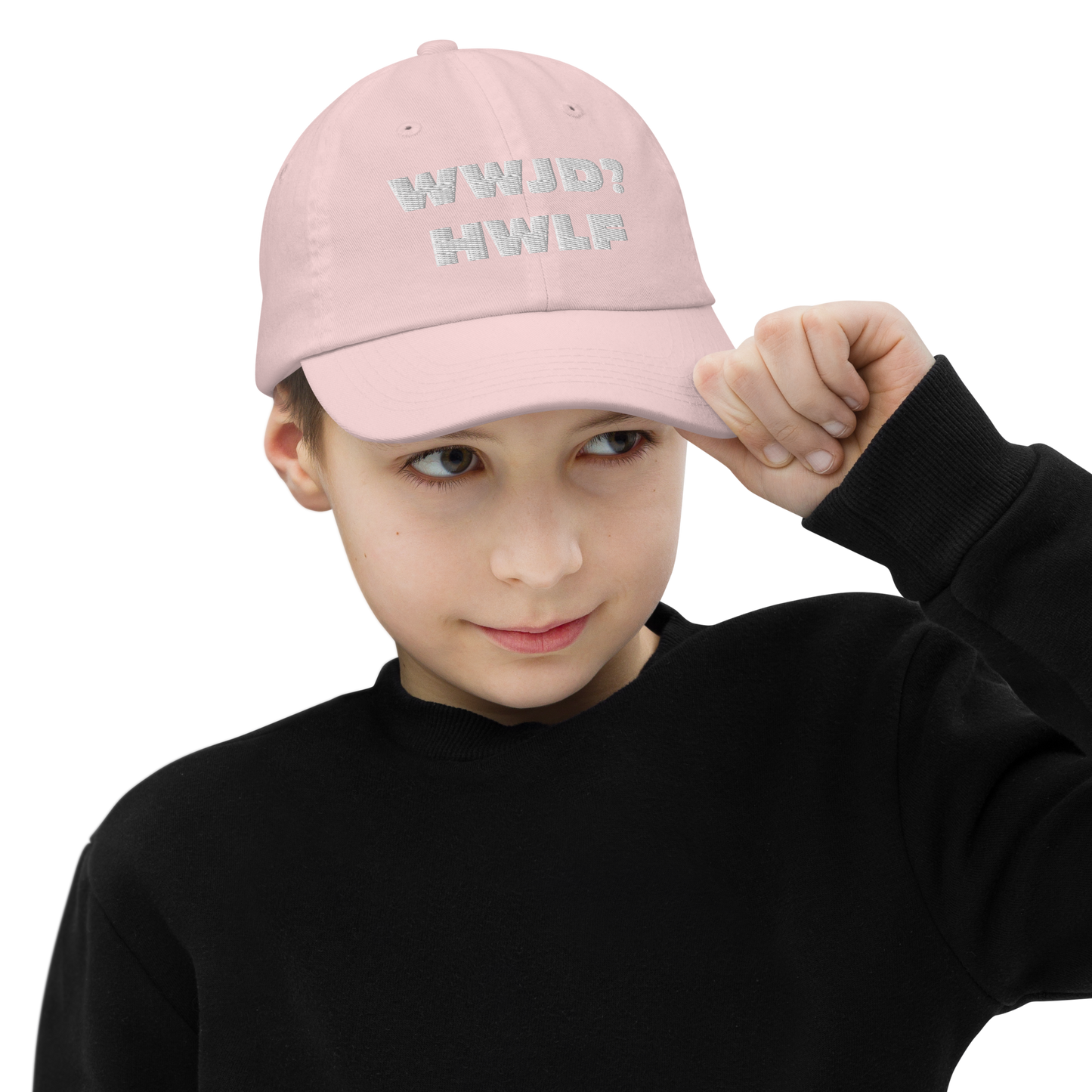 Youth Baseball Cap – WWJD? HWLF (nine colors)