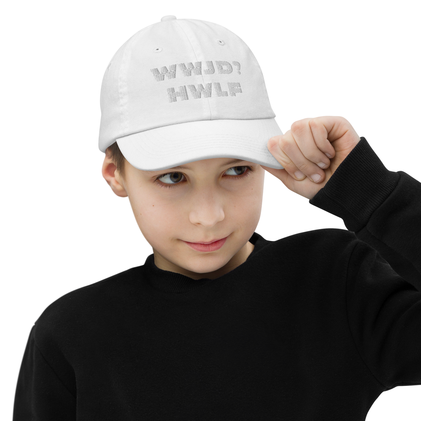 Youth Baseball Cap – WWJD? HWLF (nine colors)