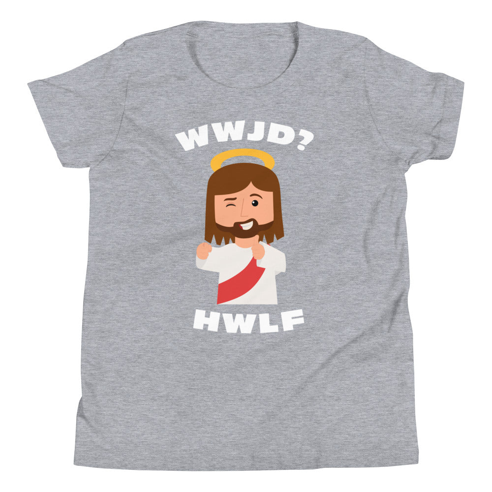 Youth Short Sleeve T-Shirt – WWJD? HWLF (10 colors)