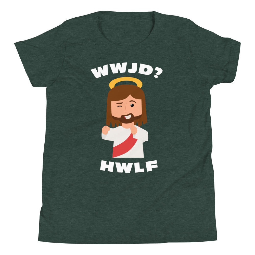 Youth Short Sleeve T-Shirt – WWJD? HWLF (10 colors)