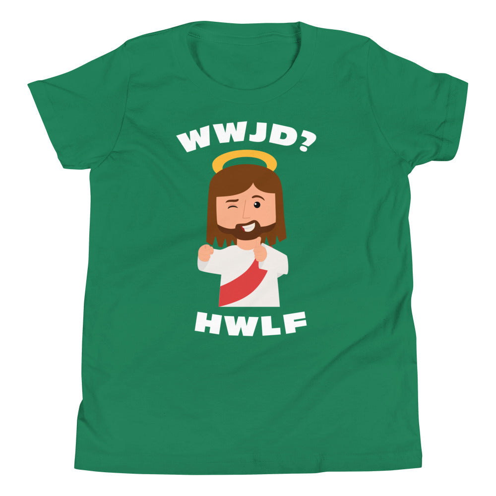 Youth Short Sleeve T-Shirt – WWJD? HWLF (10 colors)