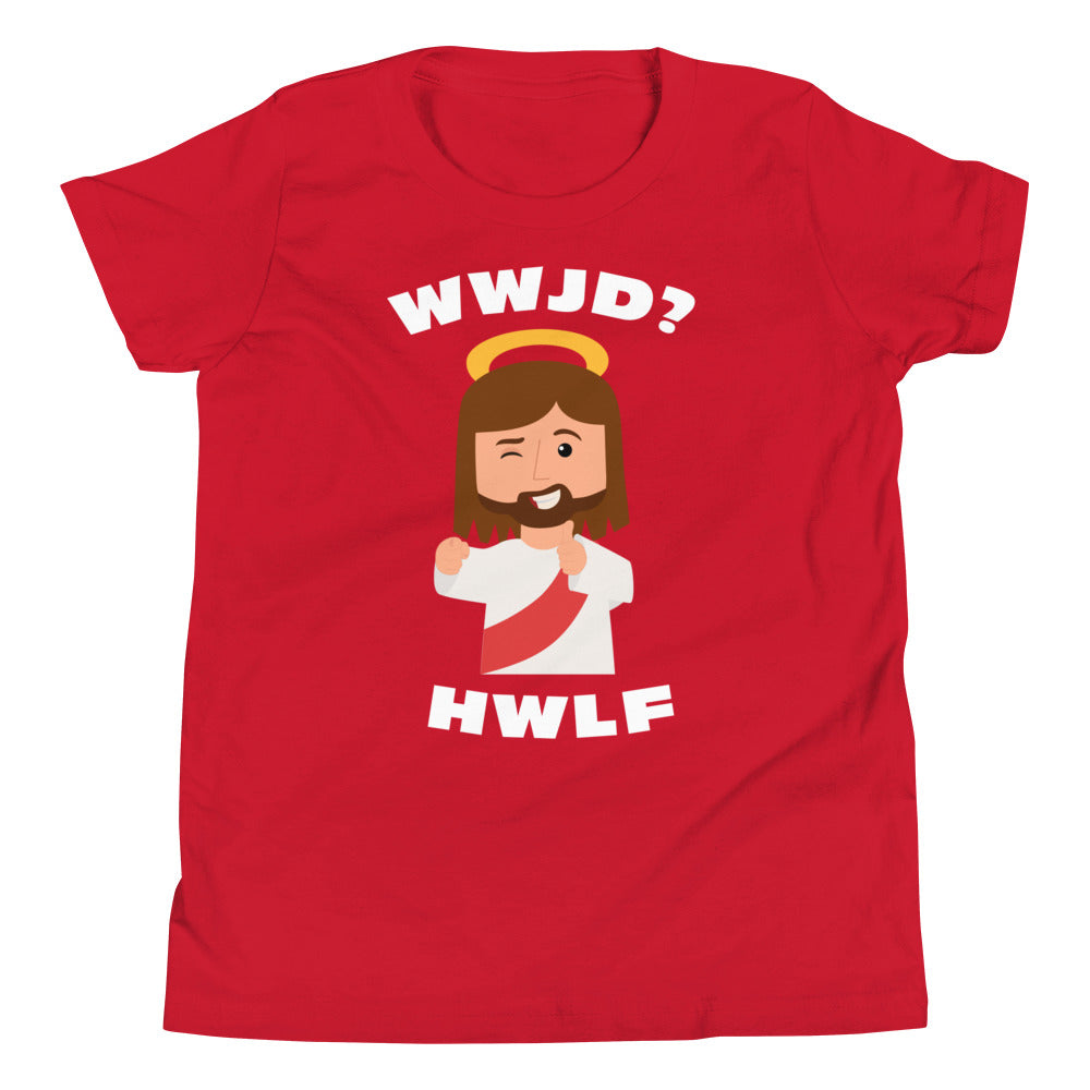 Youth Short Sleeve T-Shirt – WWJD? HWLF (10 colors)